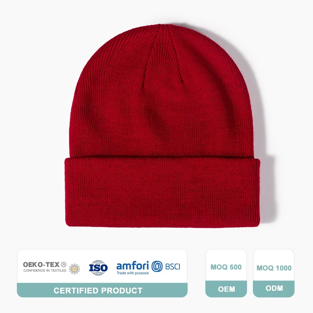 2021 Knitted Beanie cap winter accessories beanies with custom embroidery Acrylic Fashion Skullies Hats Winter Knitted Hat