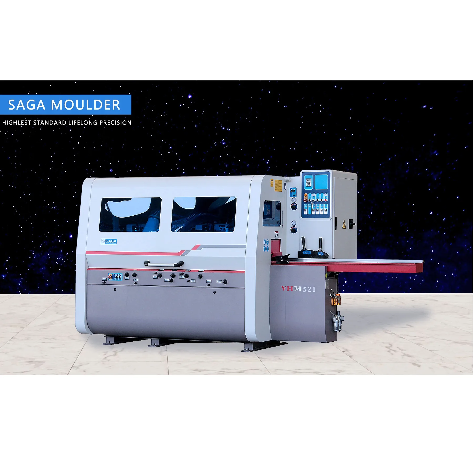 SAGA European standard CE Certified wood planer machine  M521 5 spindles 210mm working length wood four side moulder machine