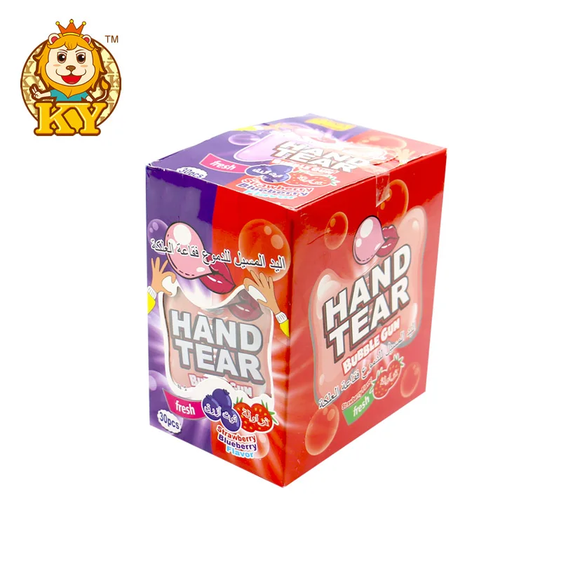 Wholesale Custom Colorful Hand Tear Fruity Flavor Bubble Gum Chewing Candy