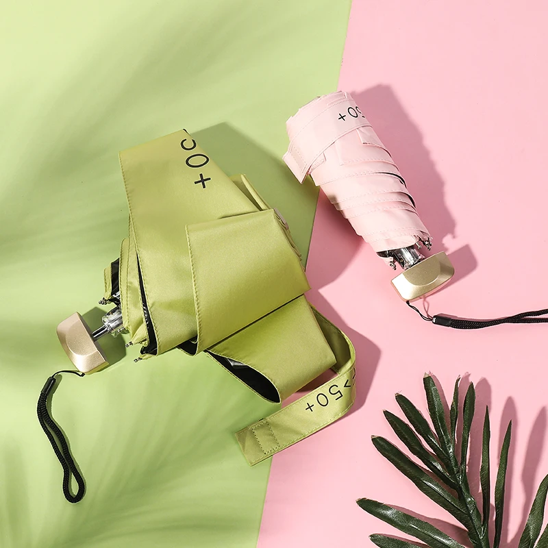 6K Umbrellas Rainy Pocket Light 5 Folding Umbrella For Women UV Mini Small Flat Handle Umbrella