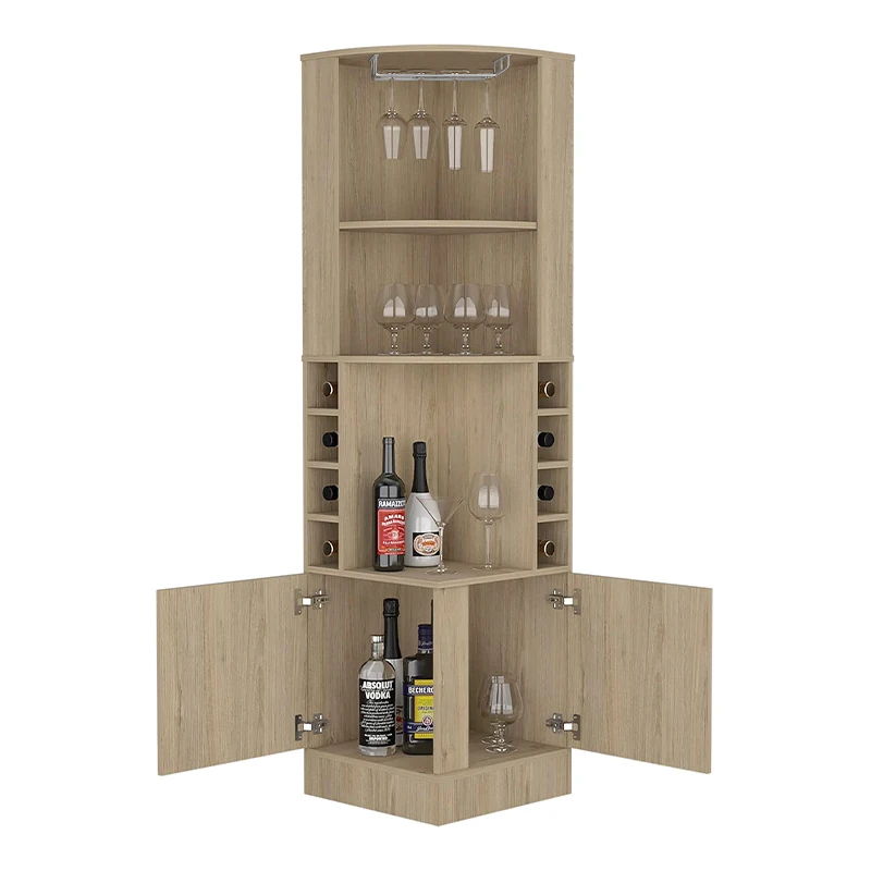 Eco Friendly Countertop Natural Wood Wine Bottle Storage Holder Wine Rack Kit Quarter Round Shelf