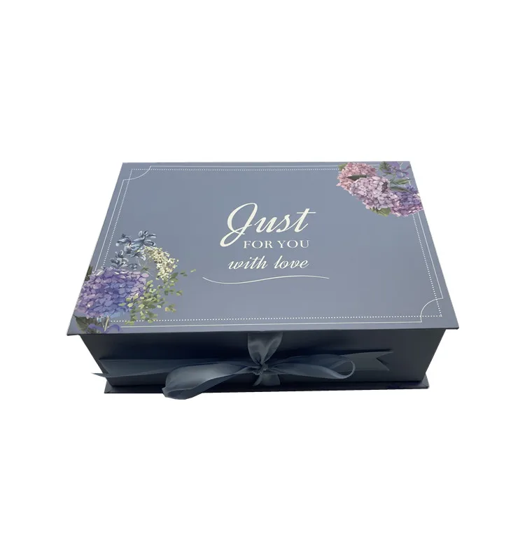 customize packaging flower cardboard box wedding favors Magnetic Closure Box Ribbon skincare gift packaging boxes