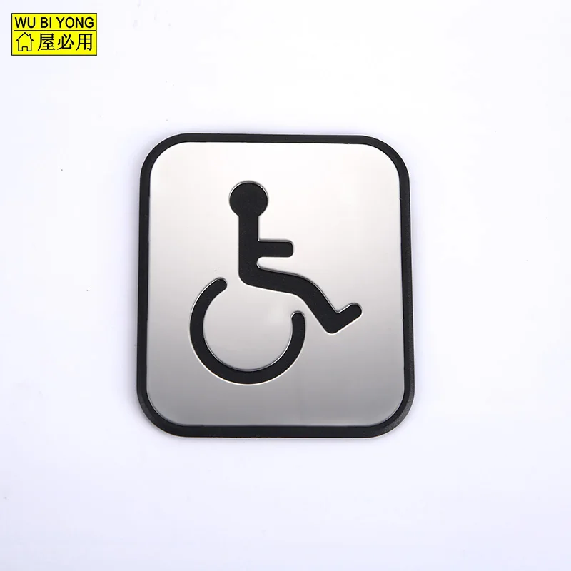 High Quality Custom Brushed Stainless Steel Toilet Sign plate, disable sign plate