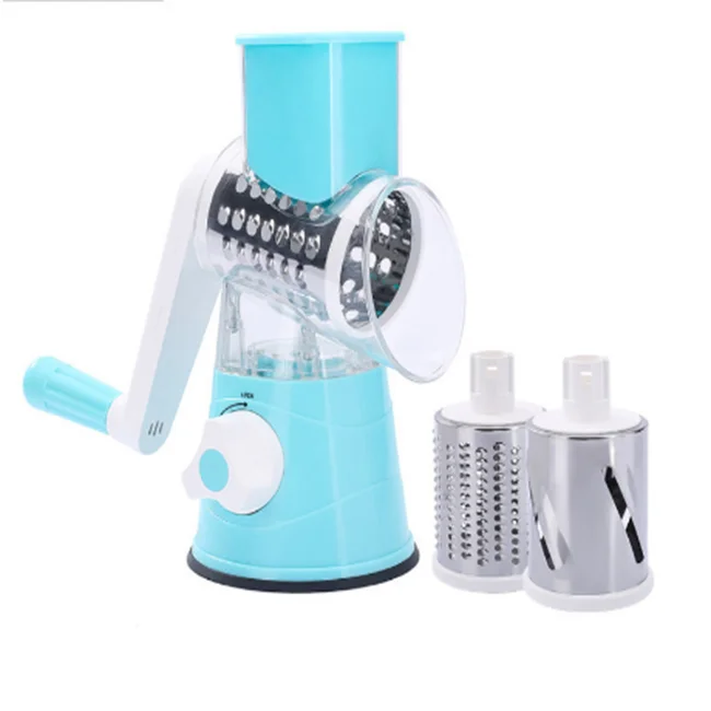 Rotary Cheese Grater Stainless Steel With Handle Replaceable Blades Vegetable Slicer Chopper Cutter Grinder Easy To Clean