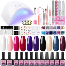 Hot Sale Nail Gel Polish Kit With LED Nail Lamp And Tools 10 pcs Nail Gel UV Full Starter Kit Manicure OEM Logo Private Label