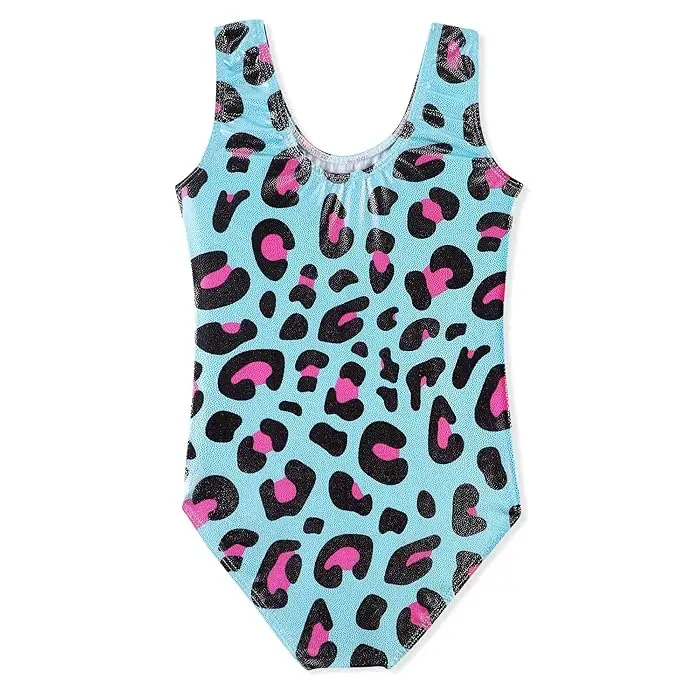Leotards For Girls Gymnastics Blue  Leopard Green Cheetah Sparkly Sparkle Shiny Outfits Tank Sleeveless Bodysuit Leotard