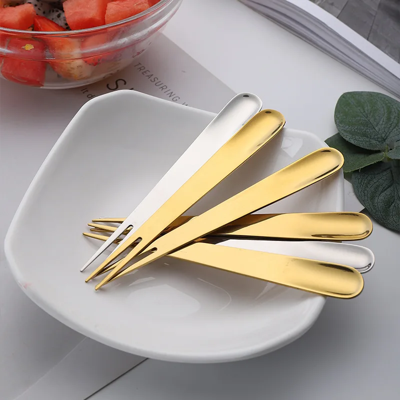 4.7 Inch 2 Prong Tasting Appetizer Forks Stainless-Steel Dessert Fruit Salad Forks for Party Banquet