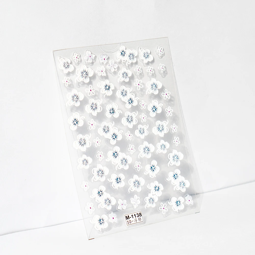 5D Relief Flower Simple Nail Sticker Adesivos Para Unhas Christmas Flakes 3d Nail Art for Sticker Decals