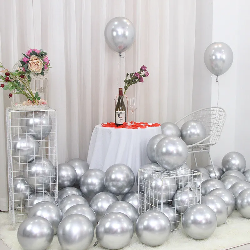 12 inches Latex Metallic Balloons Birthday Balloon Set Helium Shiny Balloons Party Compatible Birthday Party Decoration