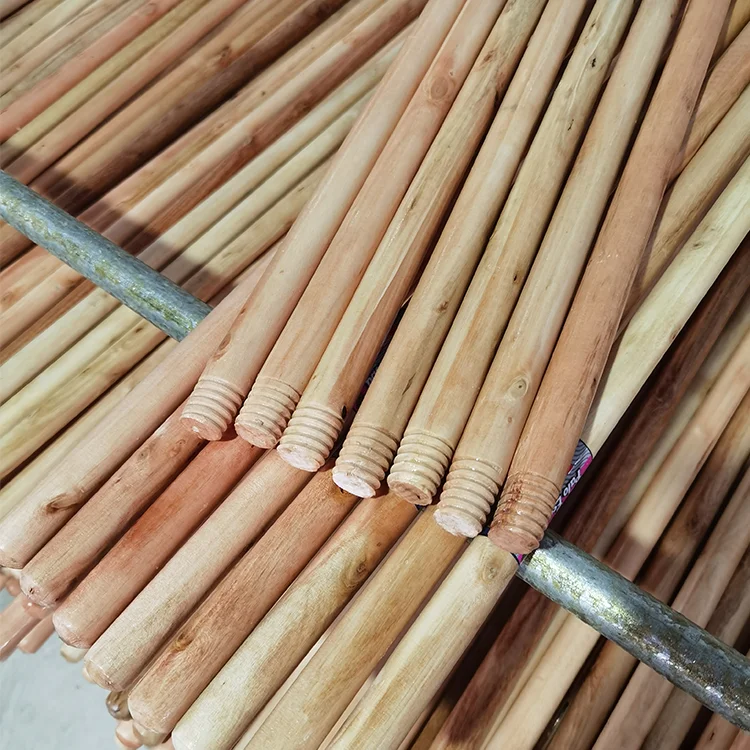 2024 Best Quality Wholesale Wooden broom stick Mop  varnished wooden painted broom handle and dustpan set