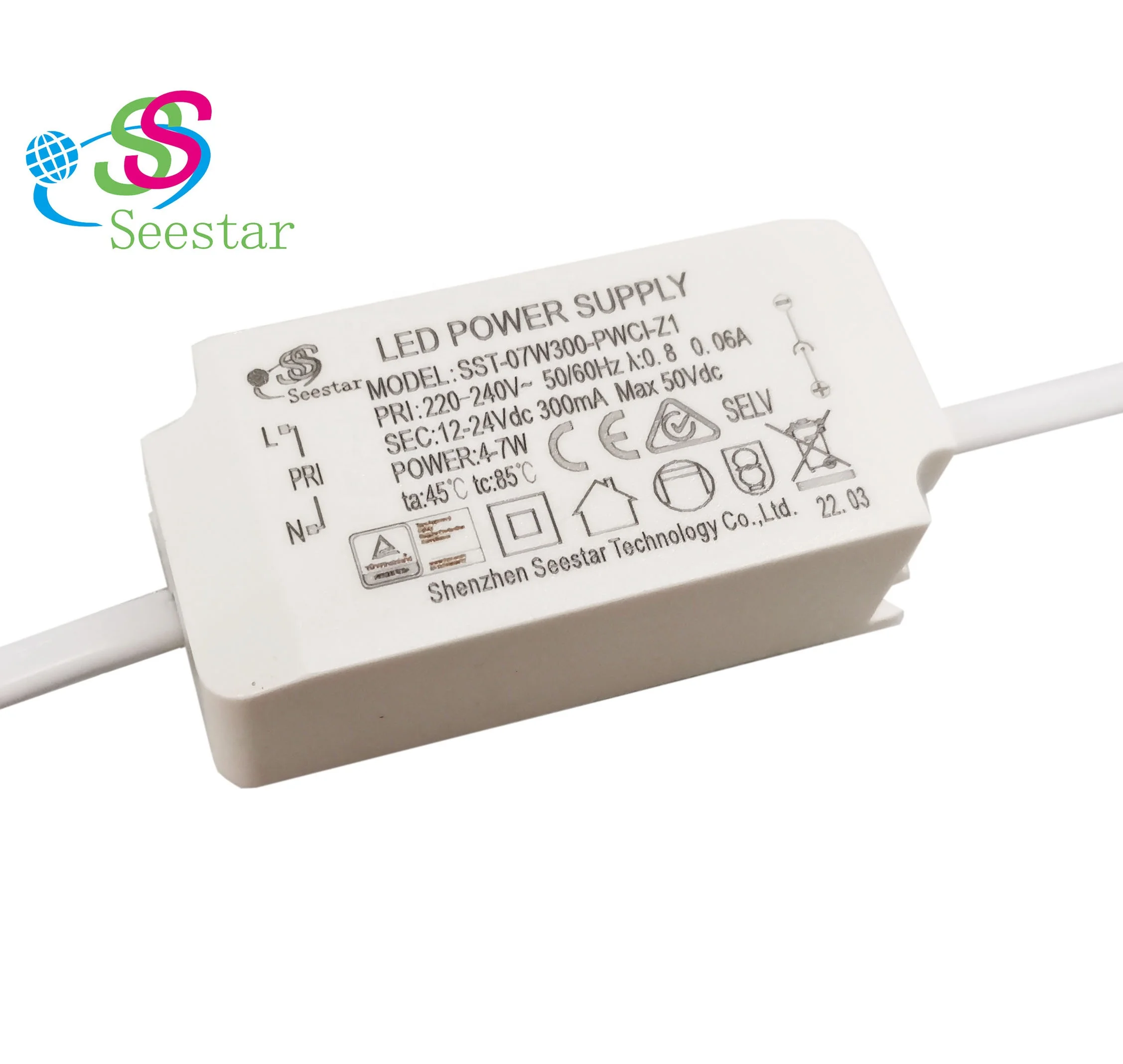 TUV CE CB SAA  4-7W AC220-240V DC12-24V 240mA 1KV Patent ultrasonic led driver SST-07W240-PWCI-Z1  NEW ERP standard free flicker