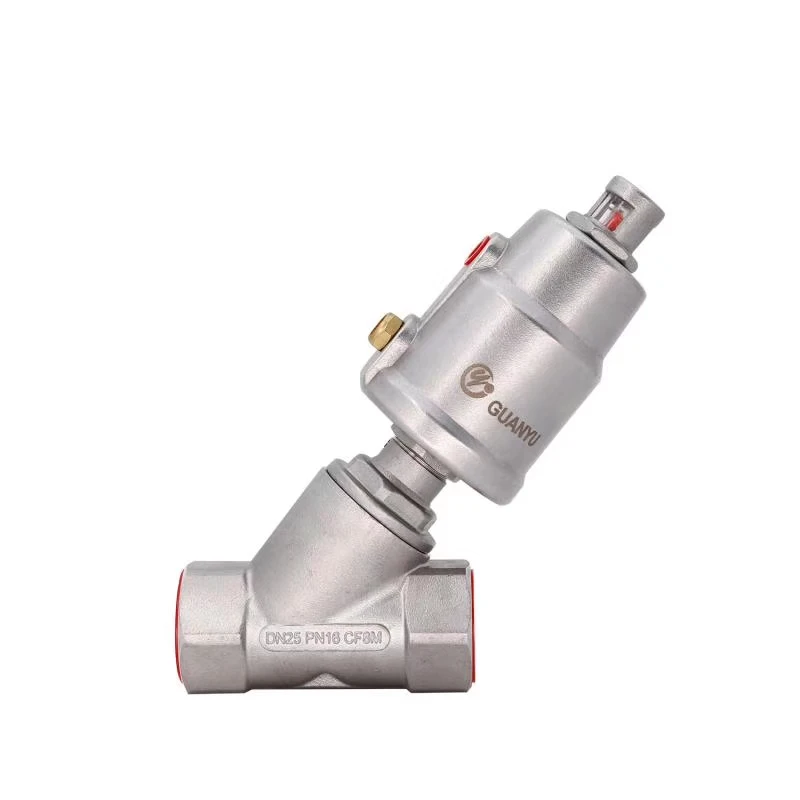 DN25 stainless steel normally open thread pneumatic Angle seat valve