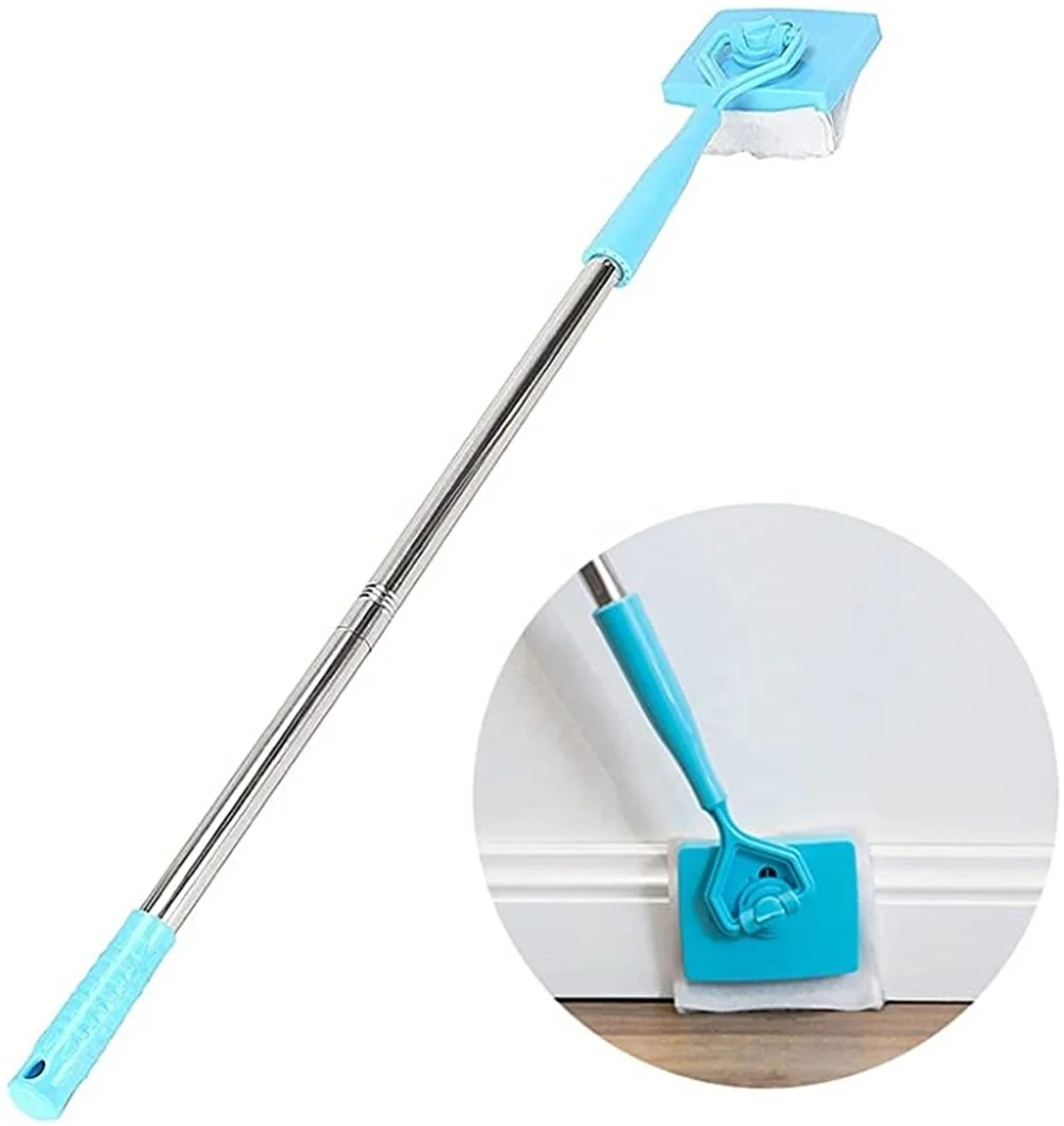 Baseboard Cleaner Tool with Handle Adjustable Baseboard Cleaning Mop Extendable Microfiber Dust Brush Cleaner