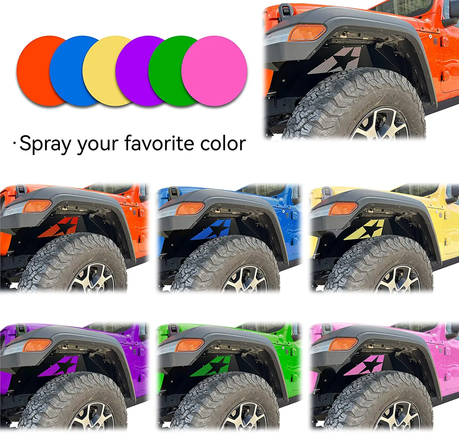 Steel Front Inner Fenders Liner with DIY Trim Plate for Jeep Wrangler JL 4 Doors 2019-2022 Wheel Well Liner