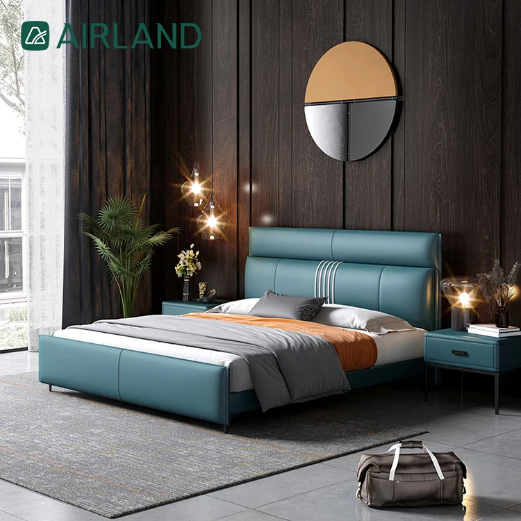 Modern style hotel furniture high resilience sponge solid wood super large bed frame