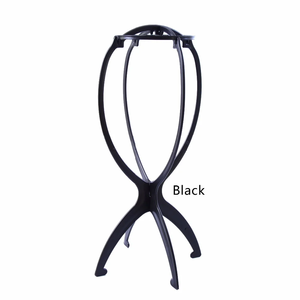 Wholesale Adjustable Colorful Wig Stands Plastic Hat Display Wig Head Holders Mannequin Head Stand Portable Folding Wig Stand