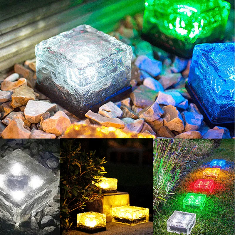 Outdoor garden lawn solar ice brick waterproof lawn pathway led underground brick light