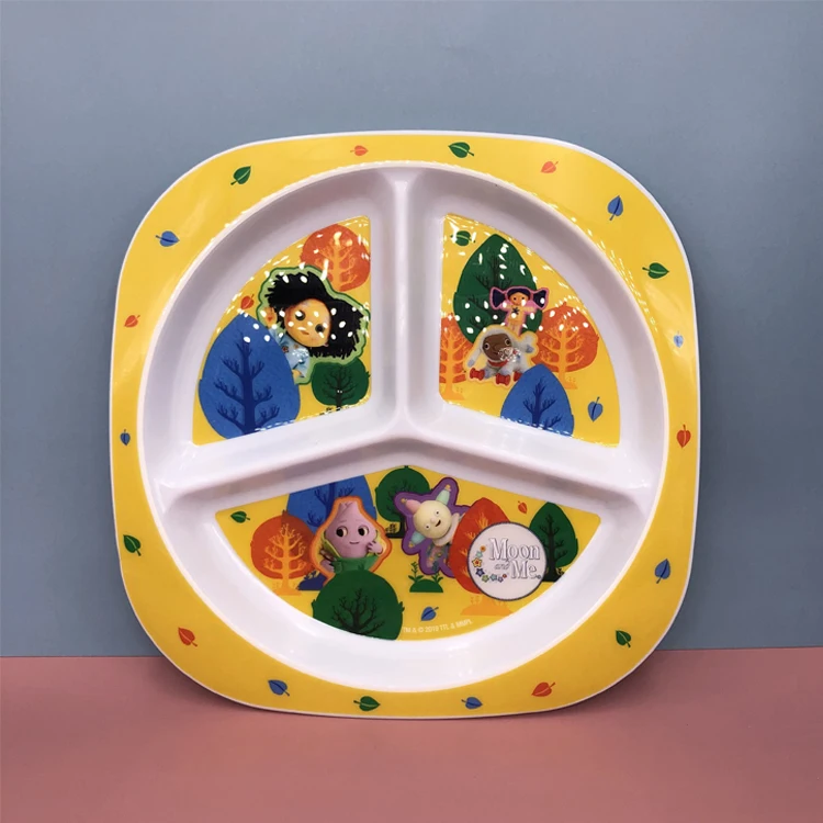 Factory Wholesale Dinnerware OEM BPA Free Eco-Friendly Plastic Separated Plates Cheap Bulk Square Dinner Plate