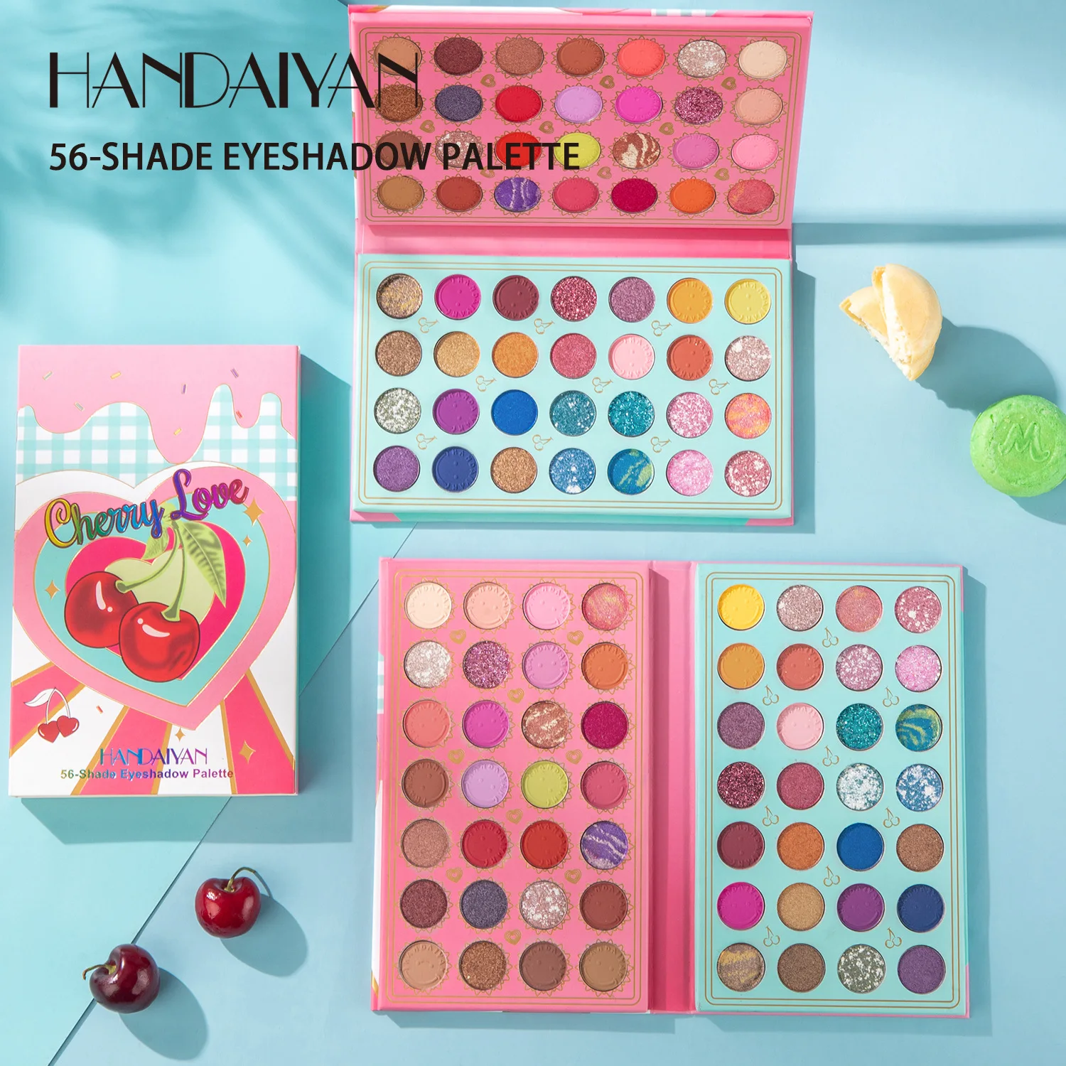 Private label 56 color makeup eyeshadow palette pearly matte sequins long lasting waterproof custom logo sombras maquillaje