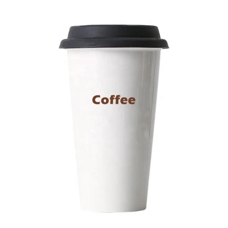 New portable custom logo Porcelain Coffee Mug Ceramic Travel coffee Mug Ceramic tea Cup With Silicon Lid without Handle