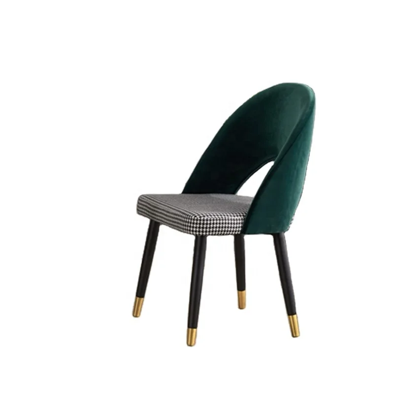 Green Nordic Velvet Fabric Home Modern Luxury Design Furniture Dining  Chairs visitor Upholstered Dining Chair With Metal Leg