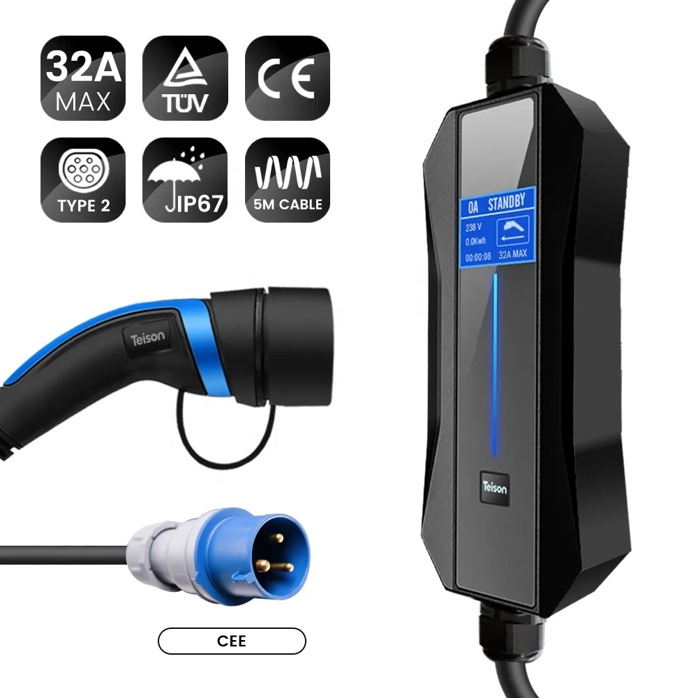 
Teison Factory Level 2 AC Adjustable Portable EV Charger for Electric Vehicle Car 