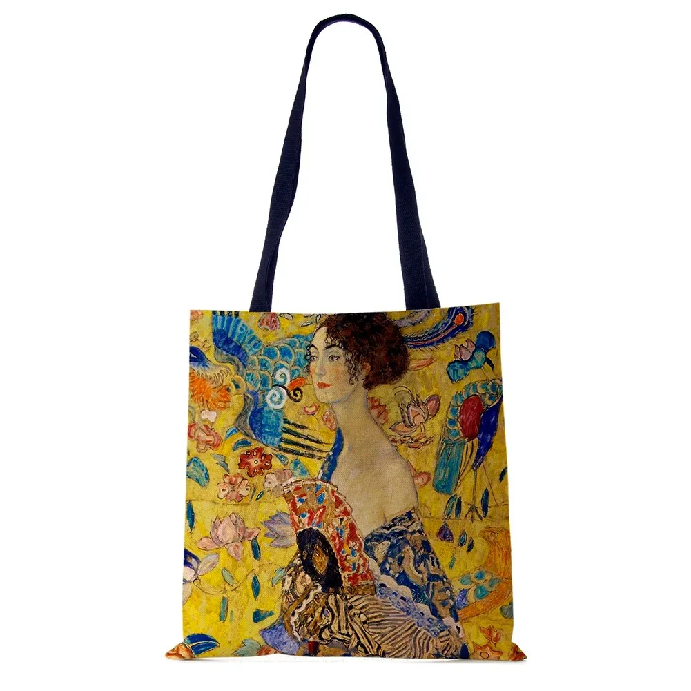 Подгонянная Хлопковая Сумка-тоут из льняной ткани с рисунком маслом на заказ