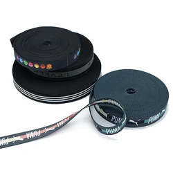 Custom  Nylon Polyester woven special pattern Technique multi color Edge jacquard  Elastic webbing pvc coated nylon webbing