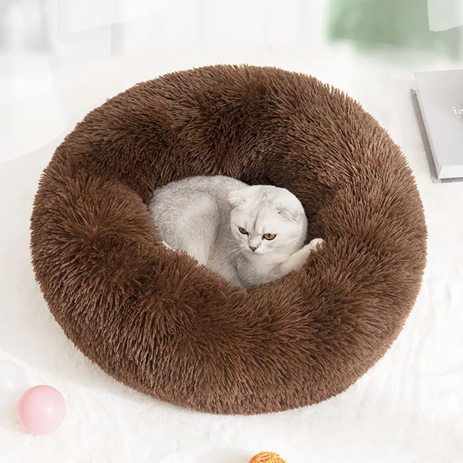 Soft Warm Luxury Pet Dog Bed Round Houses Waterproof Plush  cat Cage donut Bed