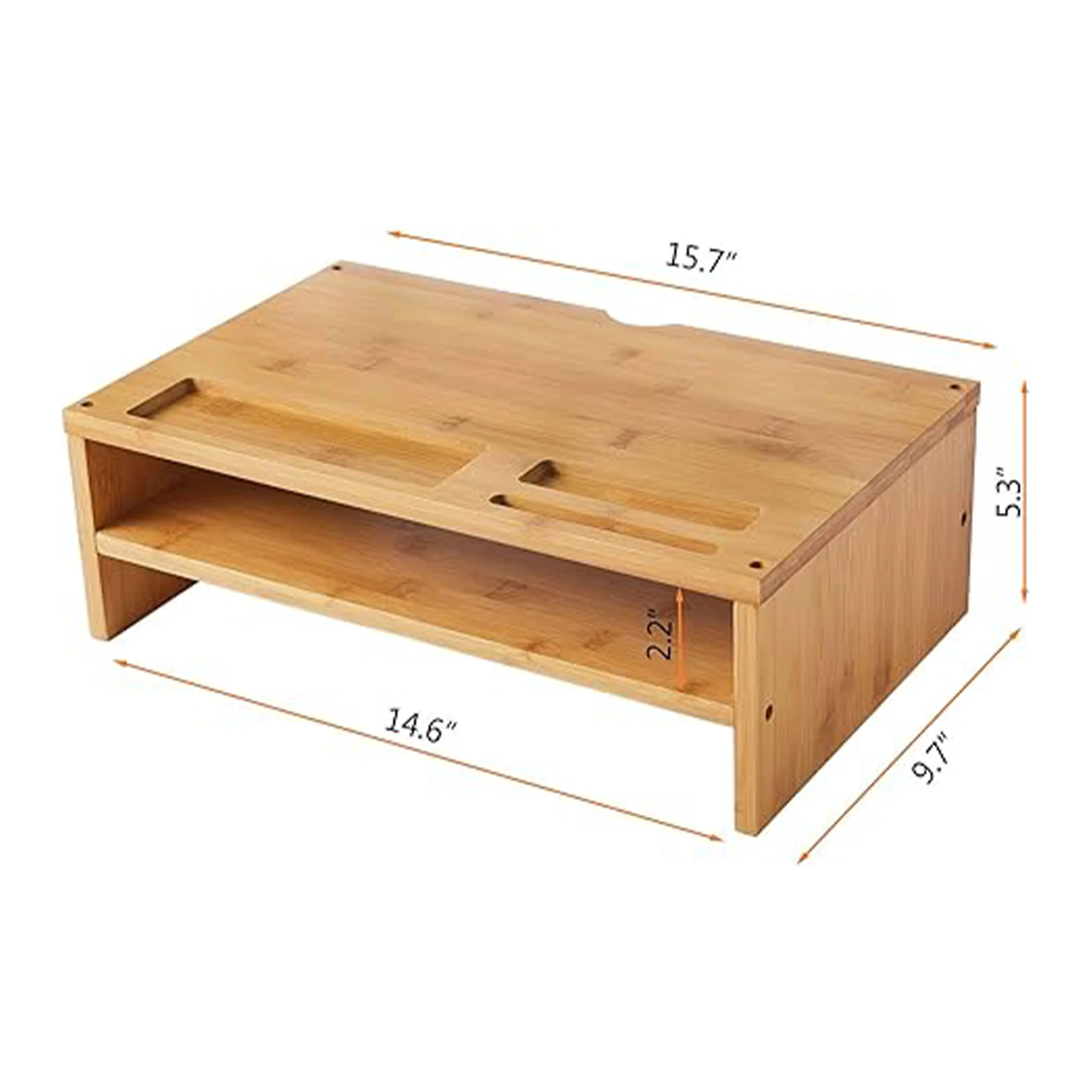 2024 Sell-hot Stand Desktop Shelf Organizer Keyboard Storage Bamboo Computer Monitor Stand