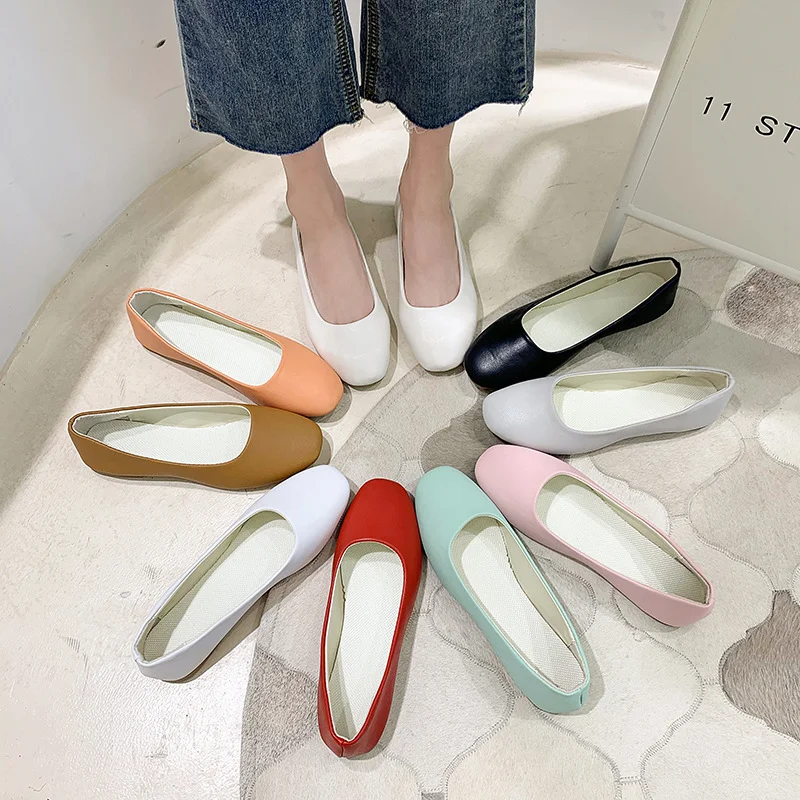9 candy color 35-43  women flat PU shoes A9
