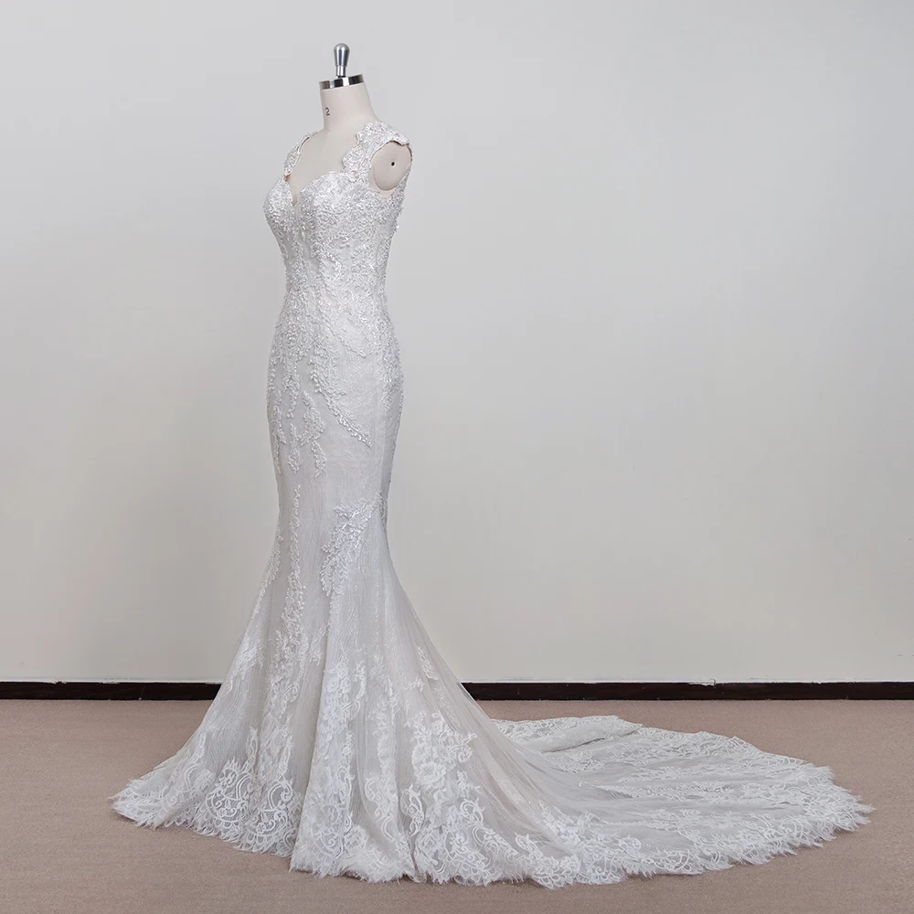 Женское кружевное свадебное платье с юбкой годе большие размеры