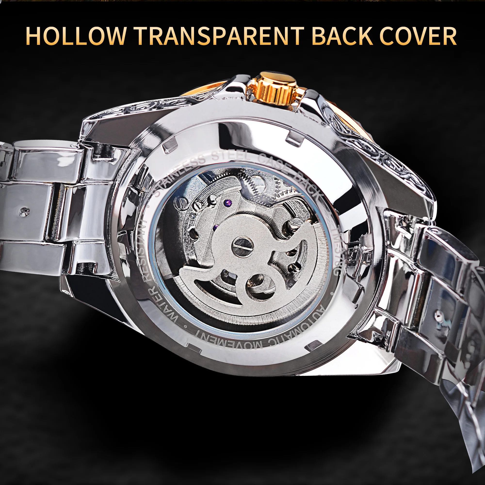Transparent Mechanical Watch Forsining Watch Tourbillon Skeleton Mens Mechanical Watches Men Wrist Luxury Engraved Vintage Moon