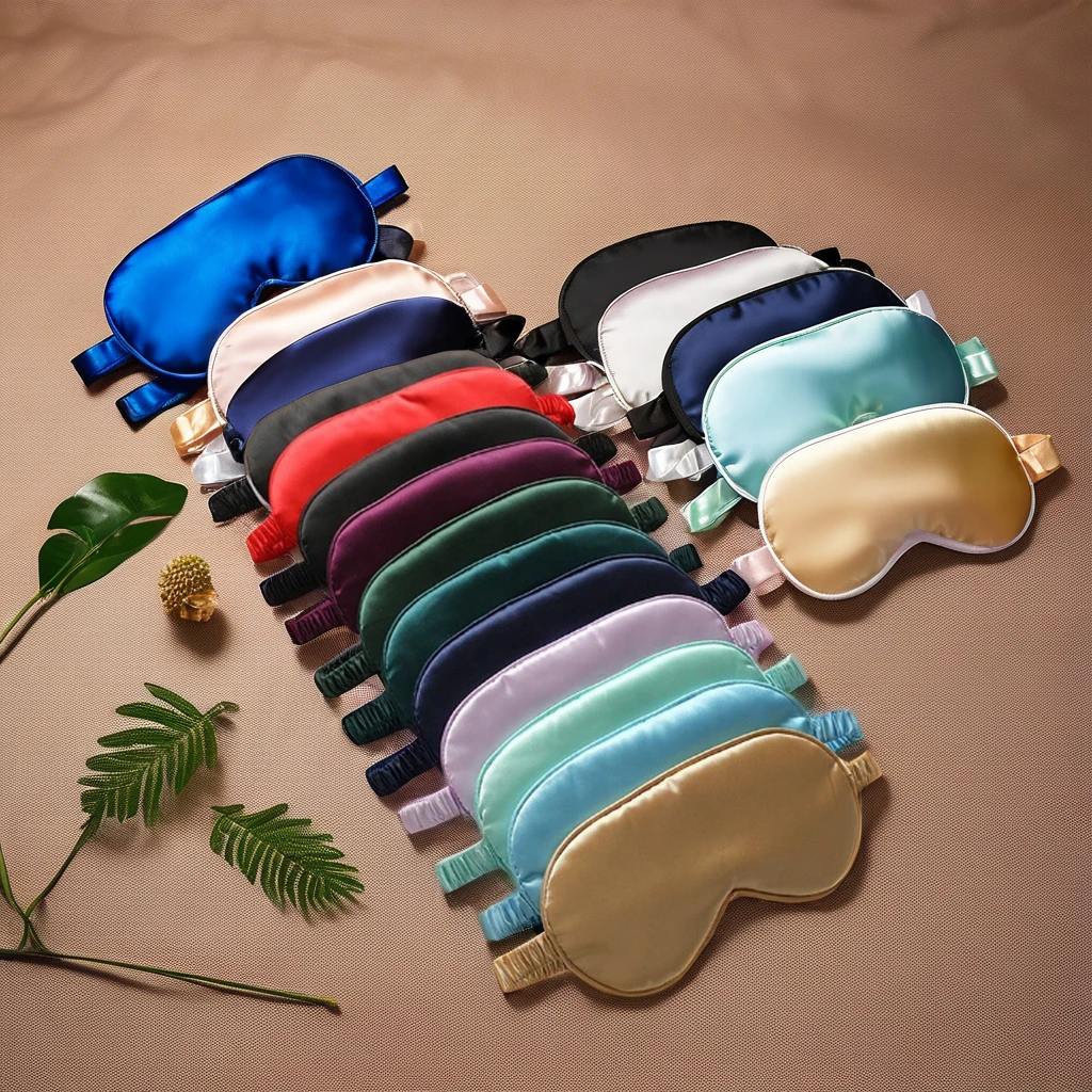 Custom Logo Double Sided Silk Satin Sleeping Eye Mask Shading Breathable Mulberry Silk Blind Eye Mask With Elastic Strap