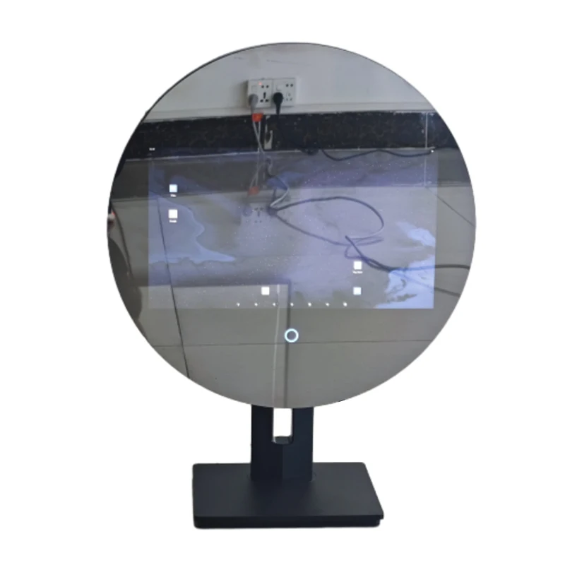 Customized round multiple application makeup mirror with popular android system smart magic TV mirror with bluetooth speaker