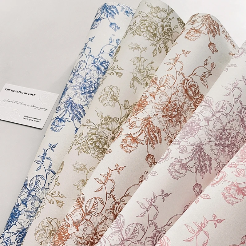 2023 High Quality Custom Wrapping Tissue Paper Packing foil wrapping paper flower with company logo stickers