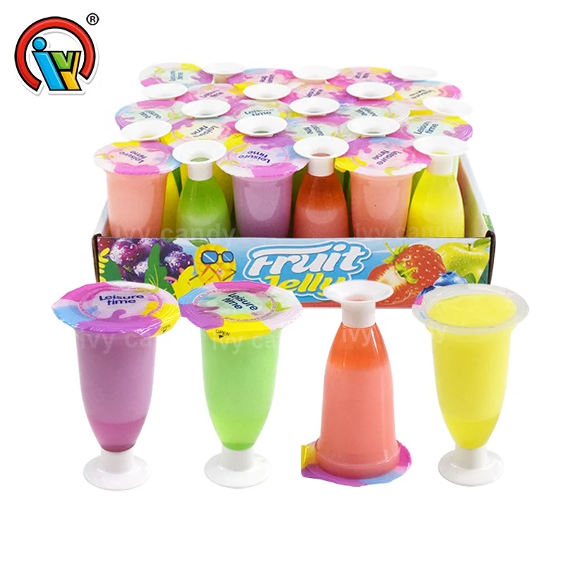 Jelly fruit desserts wine glass colorful fruit jelly pudding cup candy
