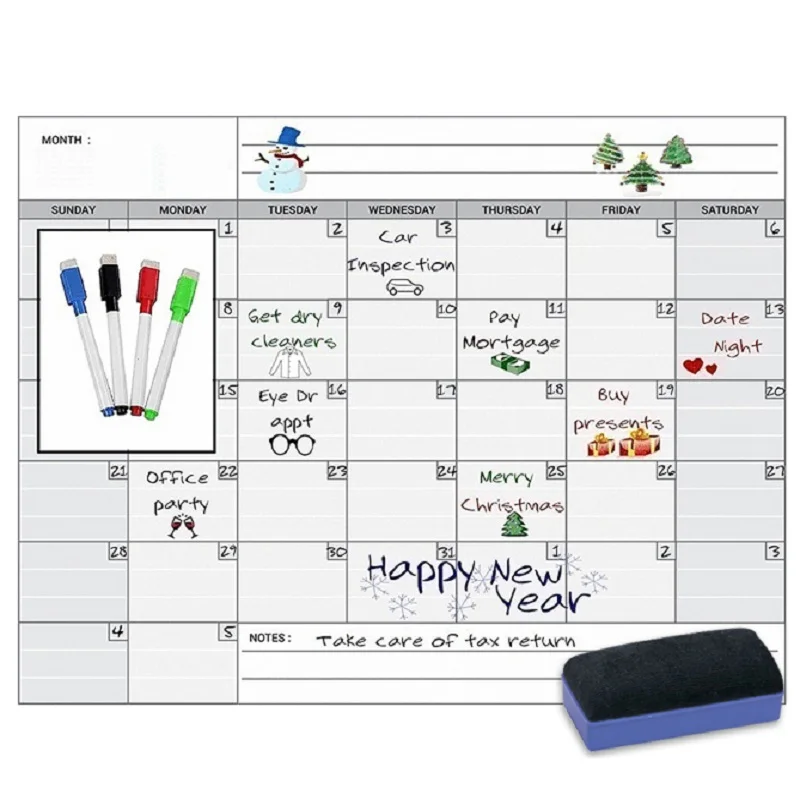 Dry Erase board 2024 Weekly Planner Organizer Reusable PVC/PET Material the Surface for  magnetic whiteboard calender