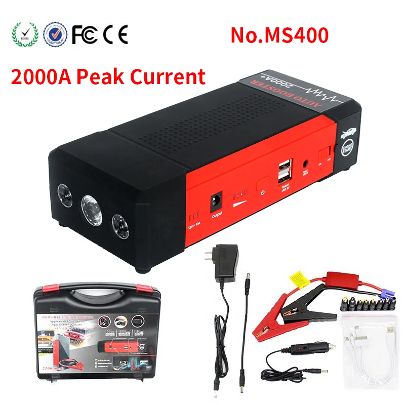 Wholesale 12V 24000mAh 2000A Multi Functional Truck Battery Car Jump Starter Portable for Outdoor with Emergency Start LED Light