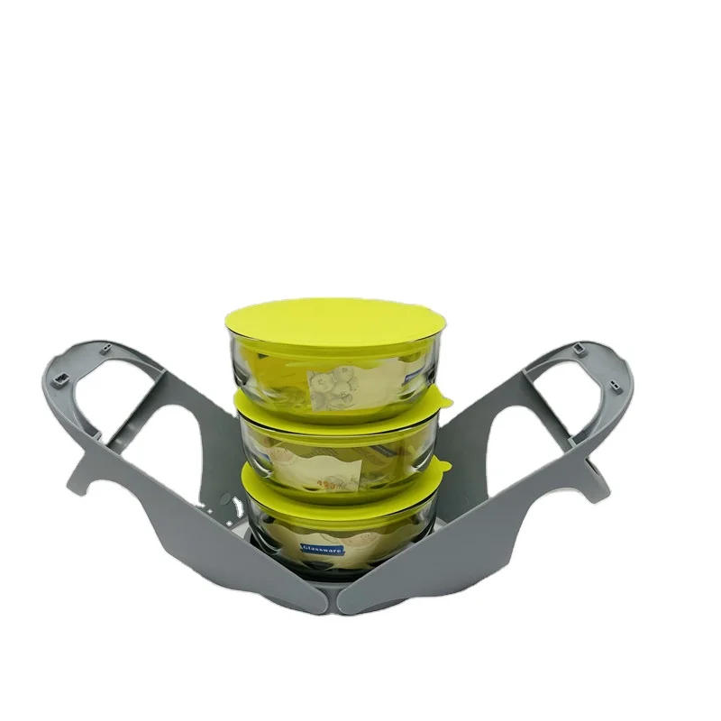 Factory Directly Wholesale 4-piece set of fresh-keeping bowls  Fresh-keeping bowl with shelf  Fruit Glass Bowl