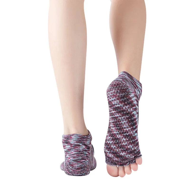 Женские носки унисекс с пальцами и батутом, Нескользящие хлопковые носки до щиколотки для пилатеса, йоги