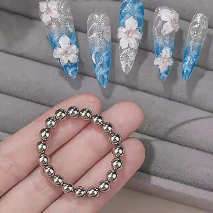 Destly 5mm 20pcs Round Strong Magnetic Nail Art Ice Flower Cat Eyes Water Ripple Nail Tools Magnet Beads For Nail Salon