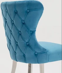 Knightsbridge Back Buttoned Brushed Velvet light Grey Dining Chair with Polished Stainless Steel Legs