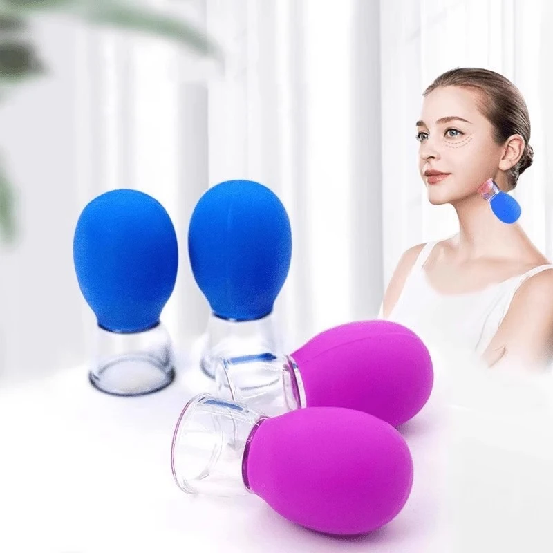 Glass Facial Cupping Set Silicone Vacuum Suction Cupping Massage Therapy A Kit for Anti Cellulite Instantly Ageless Skin