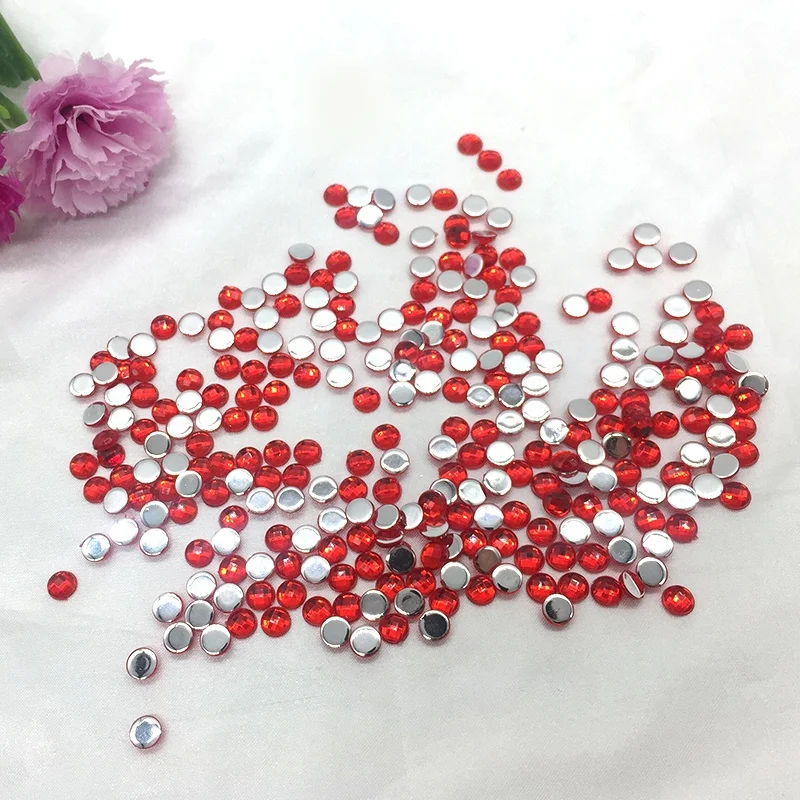 6mm Red Color Bulk Acrylic Rhinestone in Sew on Setting
