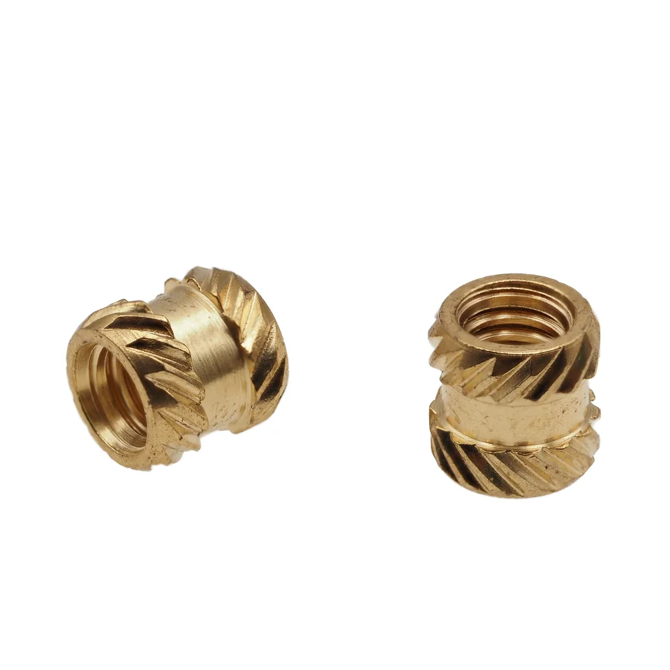 Non-Standard Twill Inch American Screw Nut Embedded Knurled Hot Melt Injection Copper M4 Brass Nuts for Lathe Processing