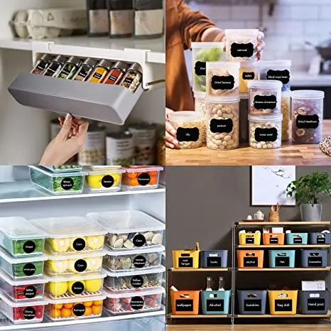 Black Removable Waterproof Chalkboard Labels for jars Storage Bins Bottle Labels pantry spice labels