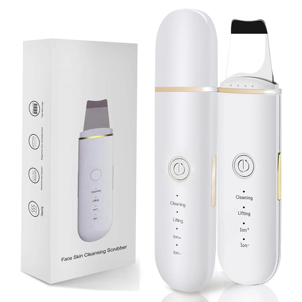 Portable Ultrasonic Beauty Personal Care Acne Pore Beauty Equipment Facial Cleaner Dermabrasion Ion Ultrasonic Skin Scrubber