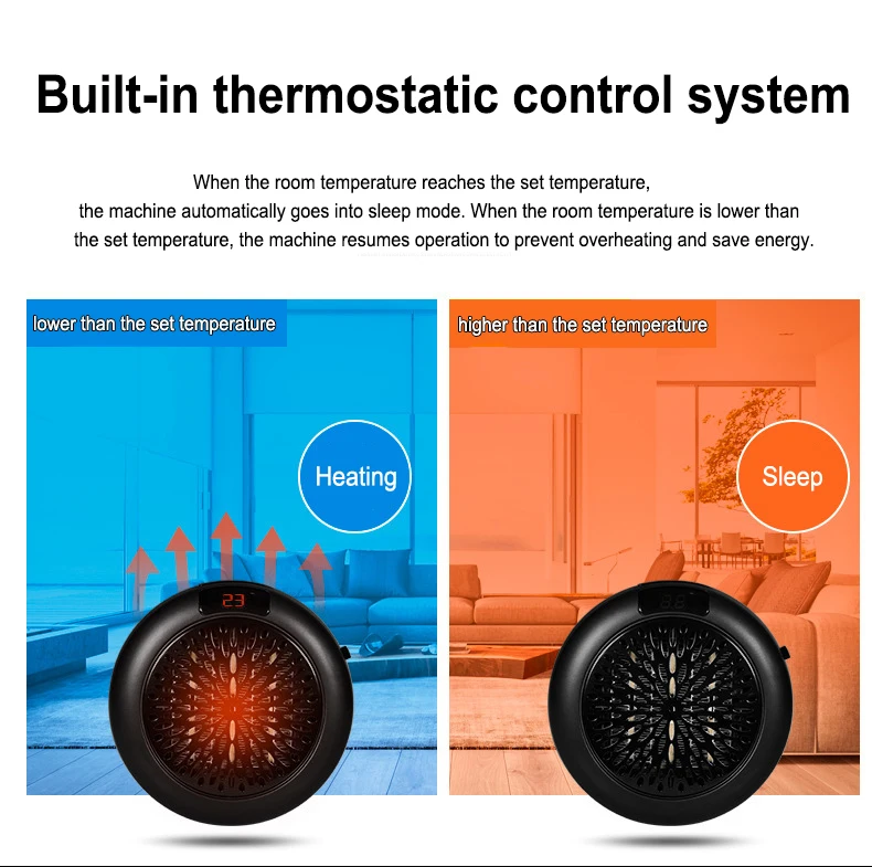 Hot sell Mini Home Office Electric Heater Wall-Mounted Desktop-Circular Hot Air PTC Heating Car Household Car Gifts Manufacturer