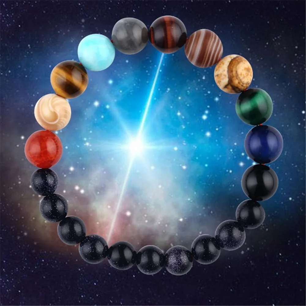  Eight Planets Bead Bracelet Wholesale Oem Natural Stone Universe Space Yoga Solar Chakra For Men